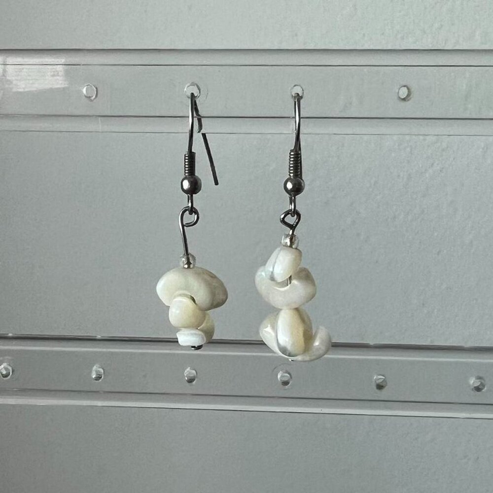 vintage white stone asymmetrical dangly earrings
